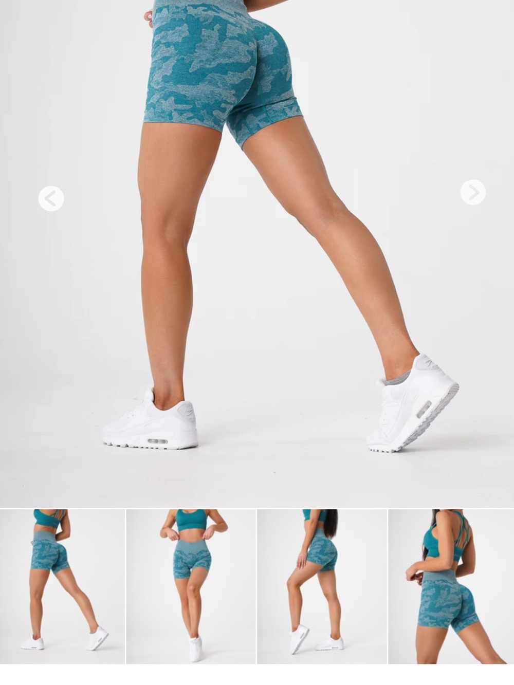 NVGTN Teal Camo High-Rise Athletic Shorts